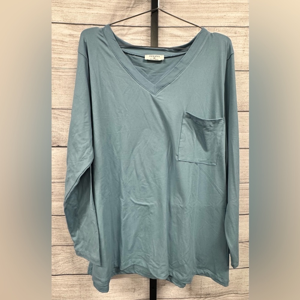 Zenana Outfitters Teal Long Sleeve Tee